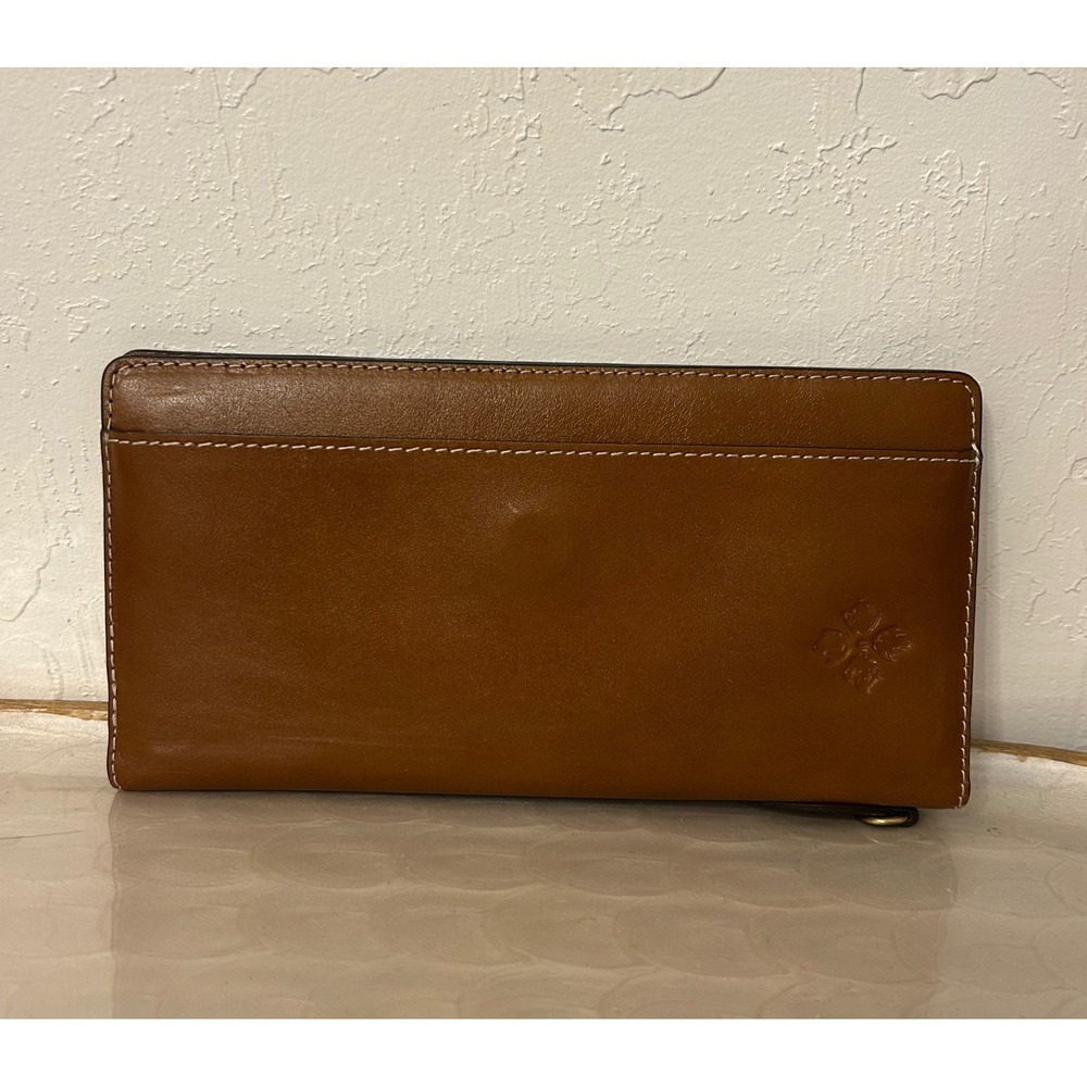 Patricia Nash Terresa Tan Leather Slim Bifold Wallet with ID Window